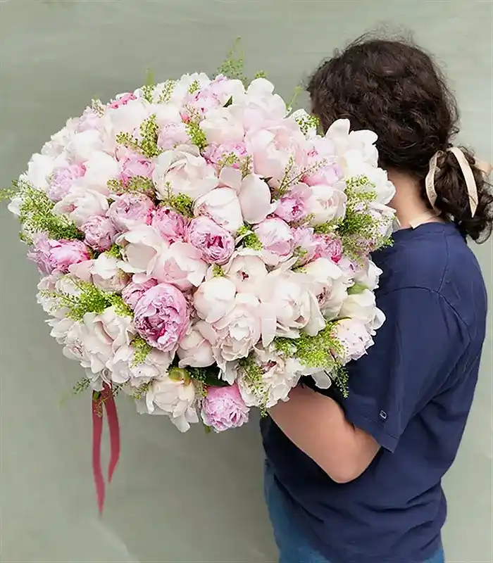 101 Şakayık Buketi Royal Deluxe Pudra