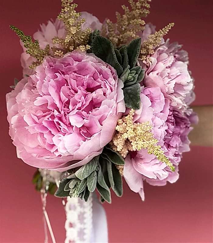 5 Pembe Şakayık Mini Gelin Buketi