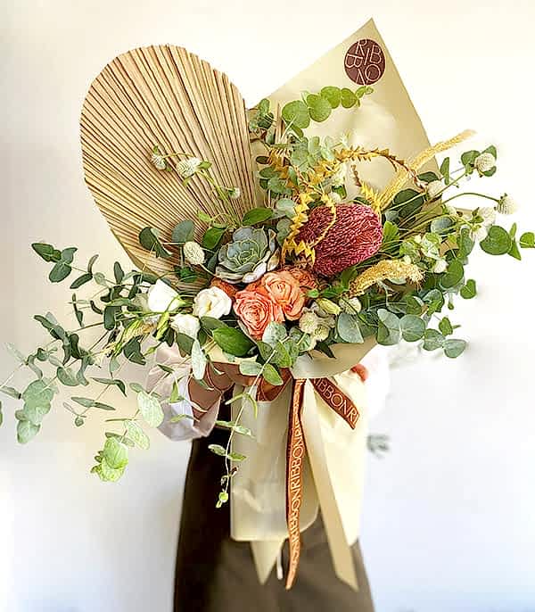 Amazon Doğal Banksia Okaliptus Somon Gül Buketi