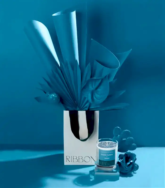 Cactus Flower + Peony Mum Kuru Çiçek Çantalı Hediye Seti