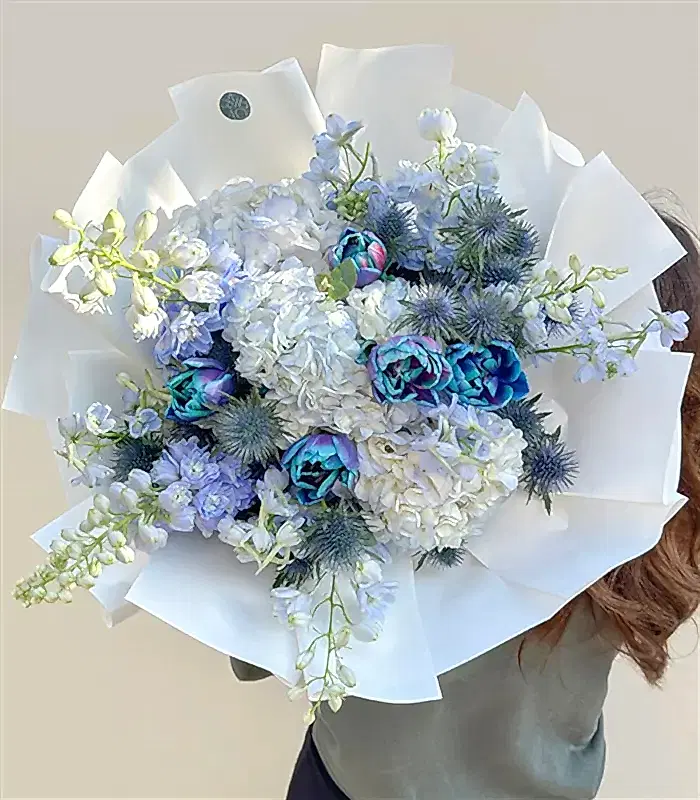 Cerulean Galaksi Lale Mavi Ortanca Delfinyum Buketi