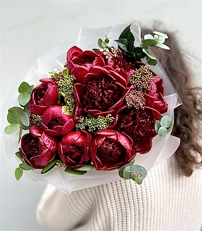 Cherry Deluxe 10 Bordo Şakayık Buketi