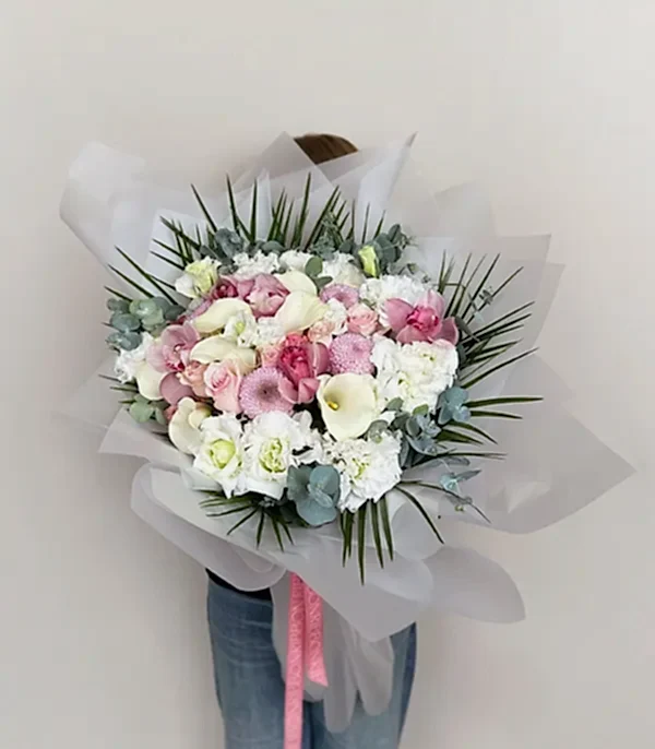 Deluxe Ailelerimiz Tanışıyor Söz Buketi Beyaz Gala Pembe Gül