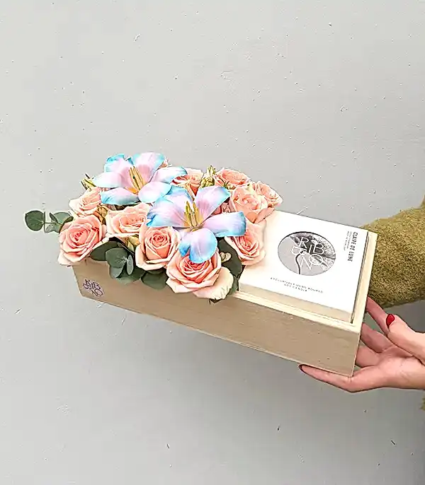 Dream Garden Somon Gül Unicorn Lale Mum Ahşap Hediye Kutusu