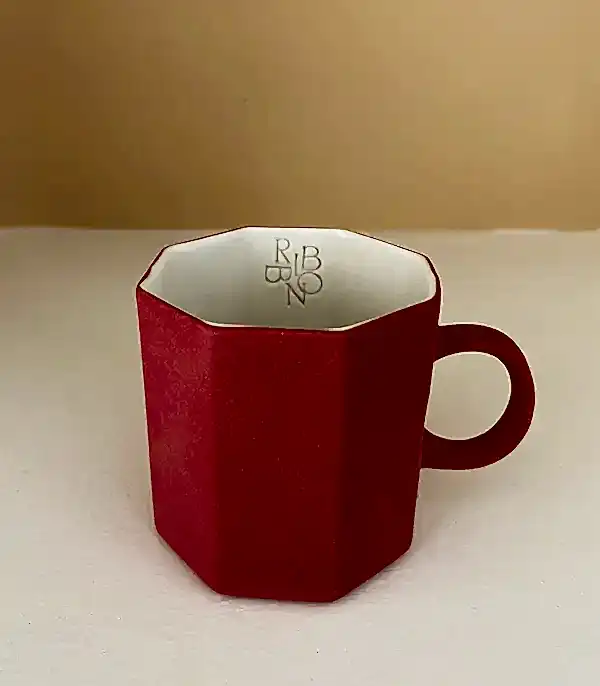 El Yapımı Porselen Altıgen Espresso Fincanı Tekli Kiremit