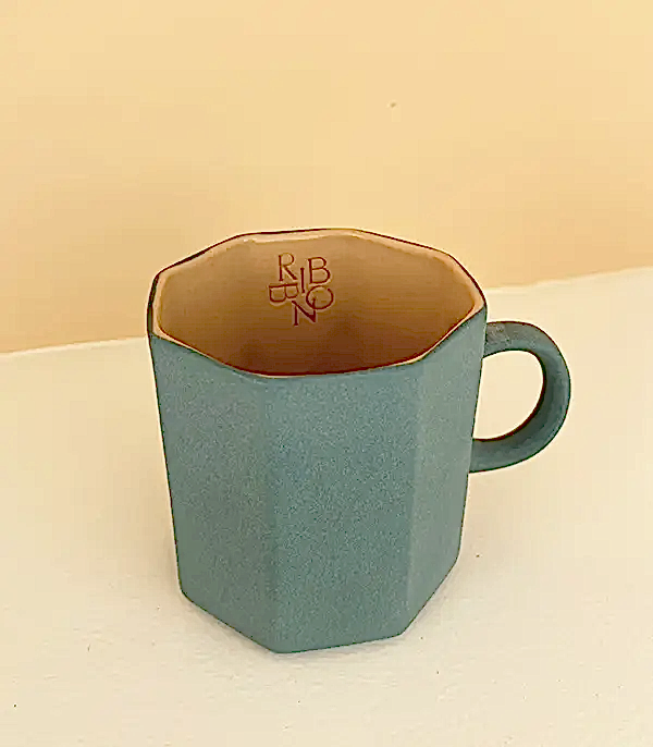 El Yapımı Porselen Altıgen Espresso Fincanı Tekli Yeşil