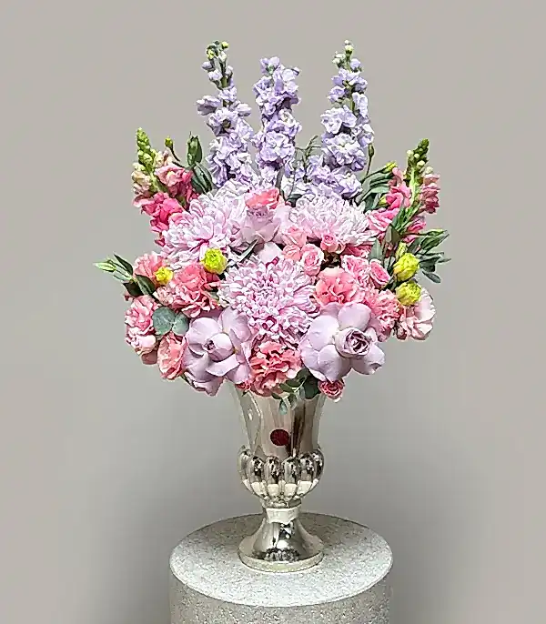 Ethereal Deluxe Silver Vazoda Lila Pembe Çiçek Aranjmanı