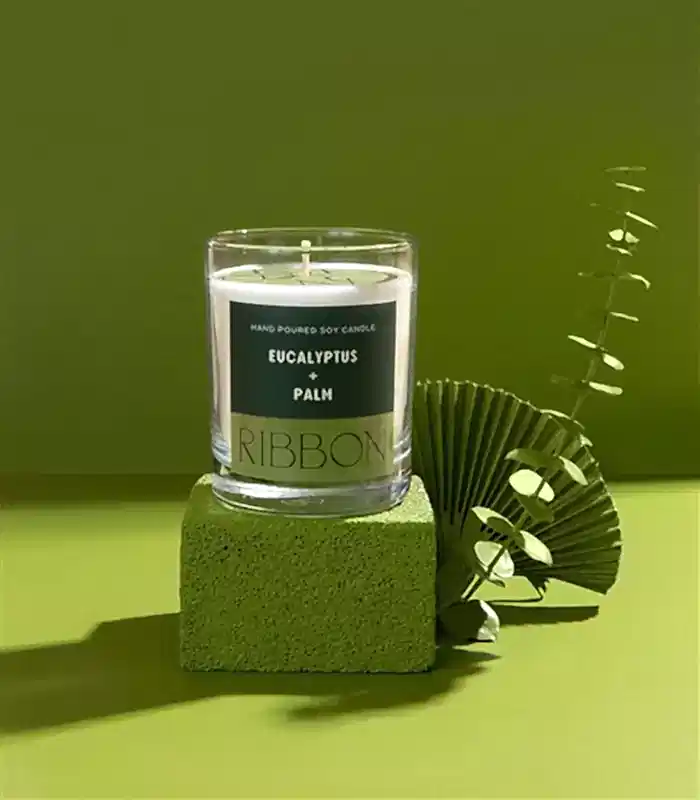 Eucalyptus + Palm Mum Kuru Çiçek Çantalı Hediye Seti