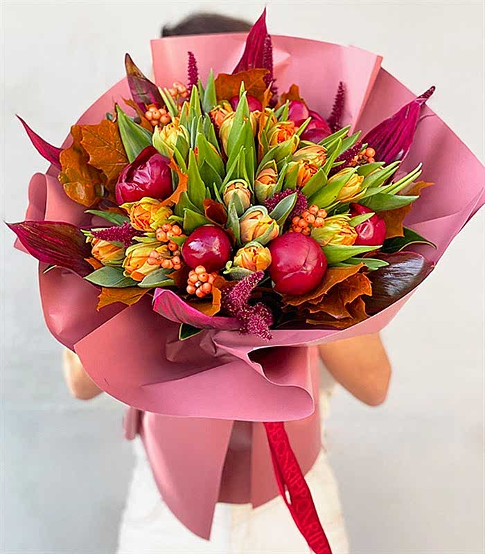 Fire Deluxe Bordo Şakayık Lale Buketi