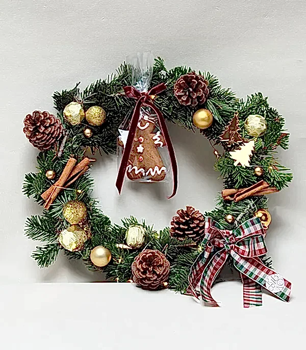 Gingerbread Kurabiyeli Gold Çikolatalı Yılbaşı Kapı Süsü