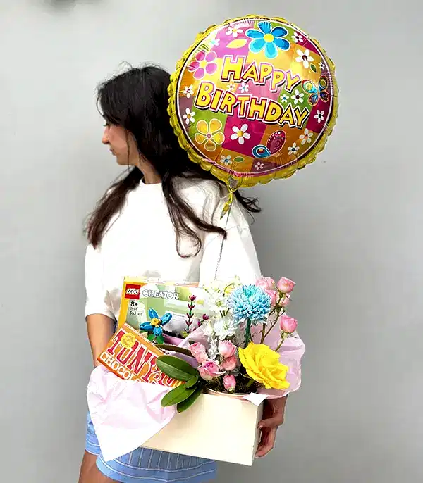 Happy Birthday LEGO Creator Çiçek Balon Hediye Kutusu