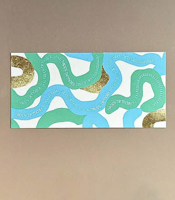 Happy Birthday Not Kartı Mavi Yeşil