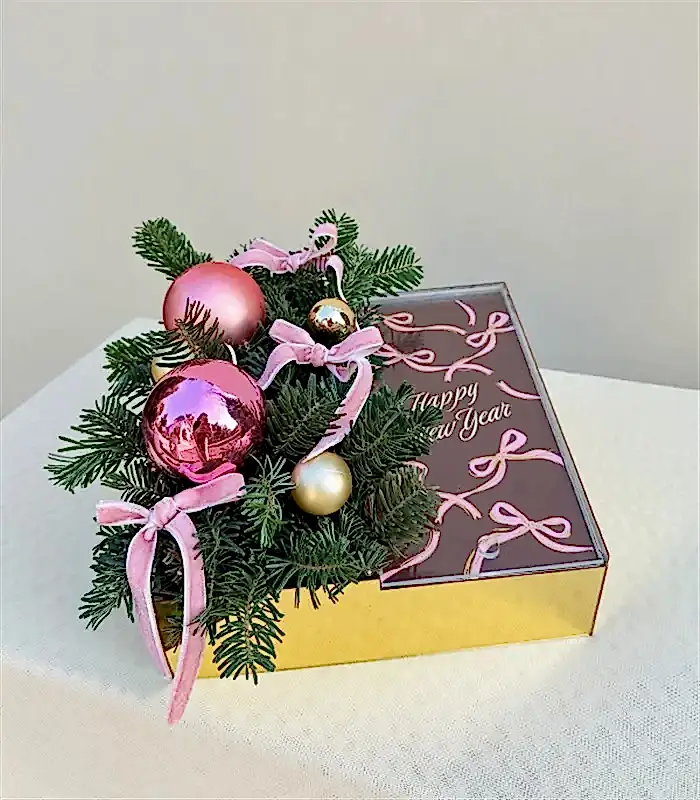 Happy New Year Bordo Yılbaşı Çikolata Hediye Kutusu