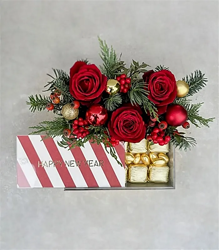 Happy New Year Gold Kokinalı Yılbaşı Çikolata Hediye Kutusu