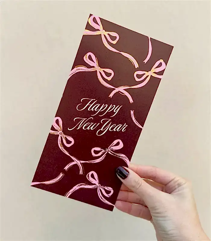 Happy New Year Not Kartı Bordo