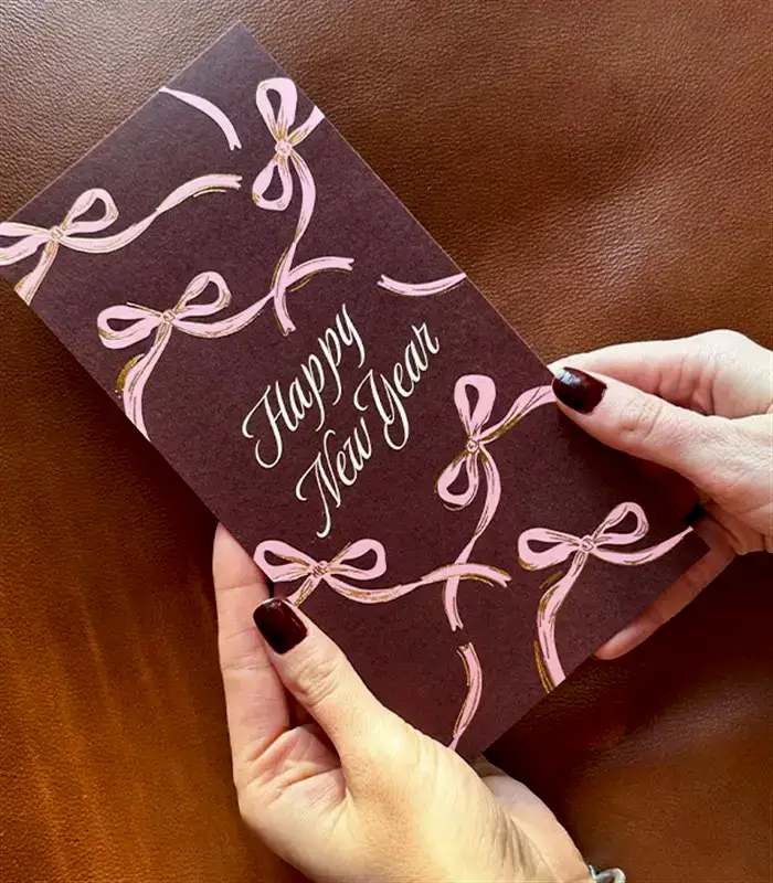 Happy New Year Not Kartı Bordo