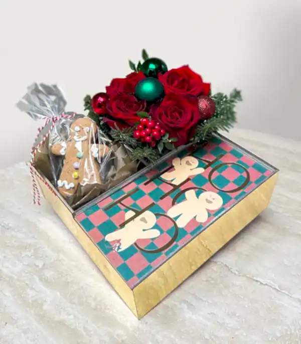 HO HO HO Ginger Bread Man Kurabiye Kokina Yılbaşı Çikolata Hediye Kutusu