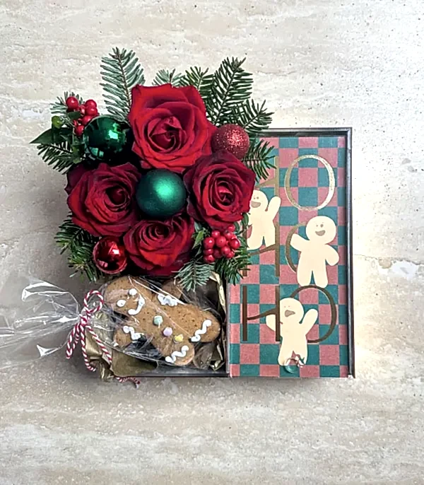 HO HO HO Ginger Bread Man Kurabiye Kokina Yılbaşı Çikolata Hediye Kutusu
