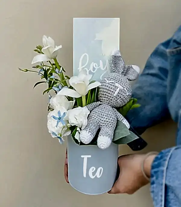 İsme Özel Its a Boy Yenidoğan Bebek Tebrik Mini Aranjman