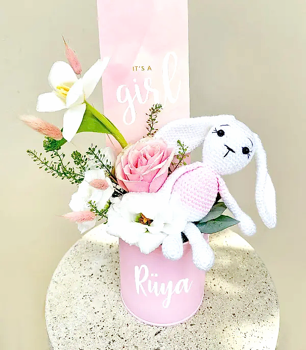 İsme Özel Its a Girl Yenidoğan Bebek Tebrik Mini Aranjman