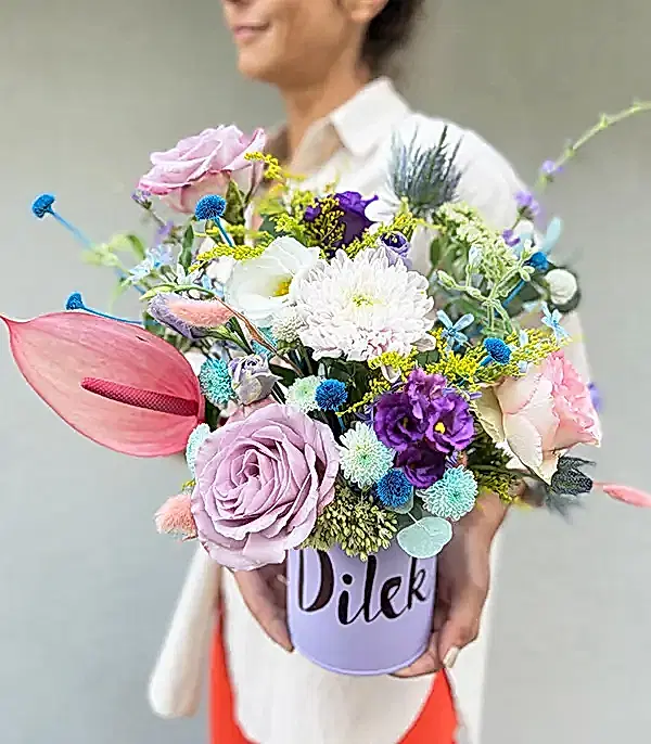 İsme Özel Lila Pembe Mor Çiçekler