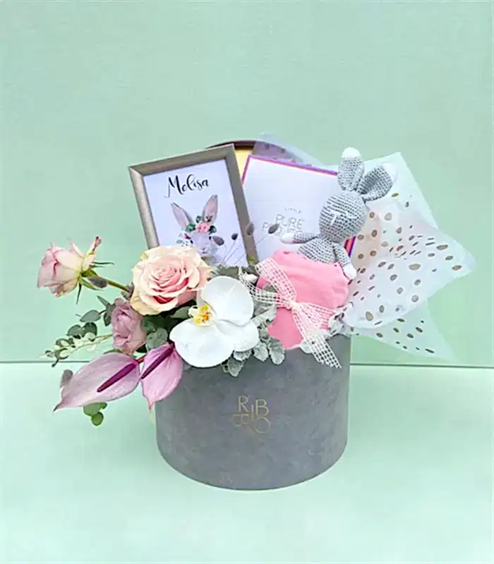 İsme Özel Miela Kids & Pure Project Yeni Doğan Bebek Hediye Kutusu Kız Lila Pembe