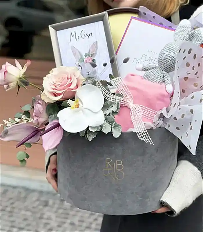 İsme Özel Miela Kids & Pure Project Yeni Doğan Bebek Hediye Kutusu Kız Lila Pembe