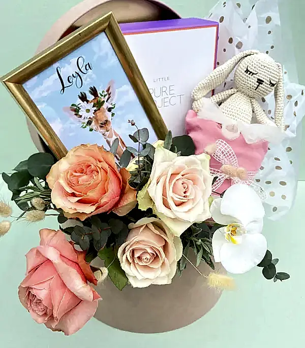 İsme Özel Miela Kids & Pure Project Yeni Doğan Bebek Hediye Kutusu Kız Somon