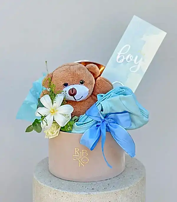Its a Boy Mini Peluş Ayıcıklı Yenidoğan Bebek Tebrik Kutusu