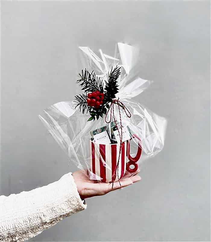 Kırmızı El Yapımı Seramik Kupa Kış Çayı Hediye Seti