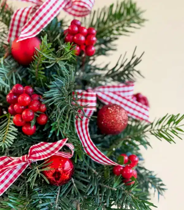 Krem Mini Kutuda Kokinalı Süslü El İşi Çam Ağacı