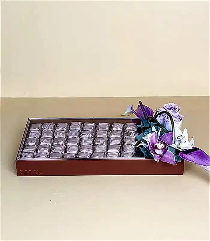 Lila Royal Deluxe Deri Tepside 80Li Çikolata Tepsisi