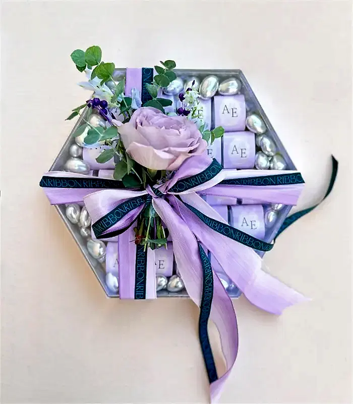 Lila Silver Grand Deluxe İsme Özel 24Lü Söz Nişan Çikolata