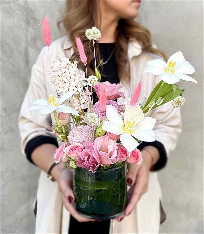 Lolly Beyaz Pembe Mini Aranjman