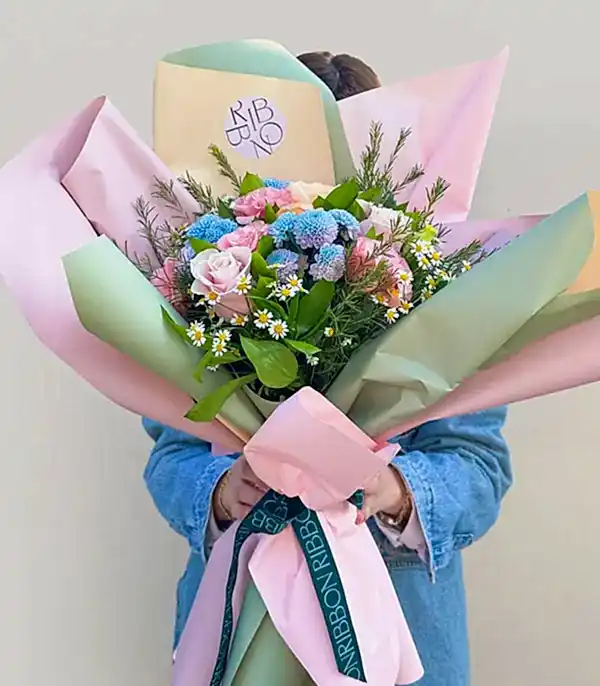 Luana Pembe Kayısı Gül Unicorn Krizantem Mini Buket