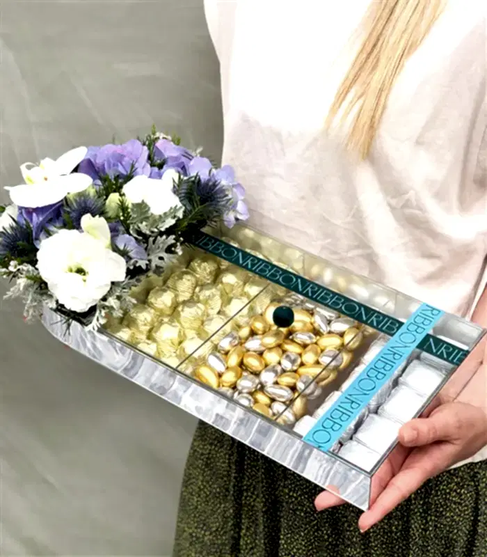 Mavi Gold Grand Deluxe 28Li Badem Draje Çikolata Tepsisi