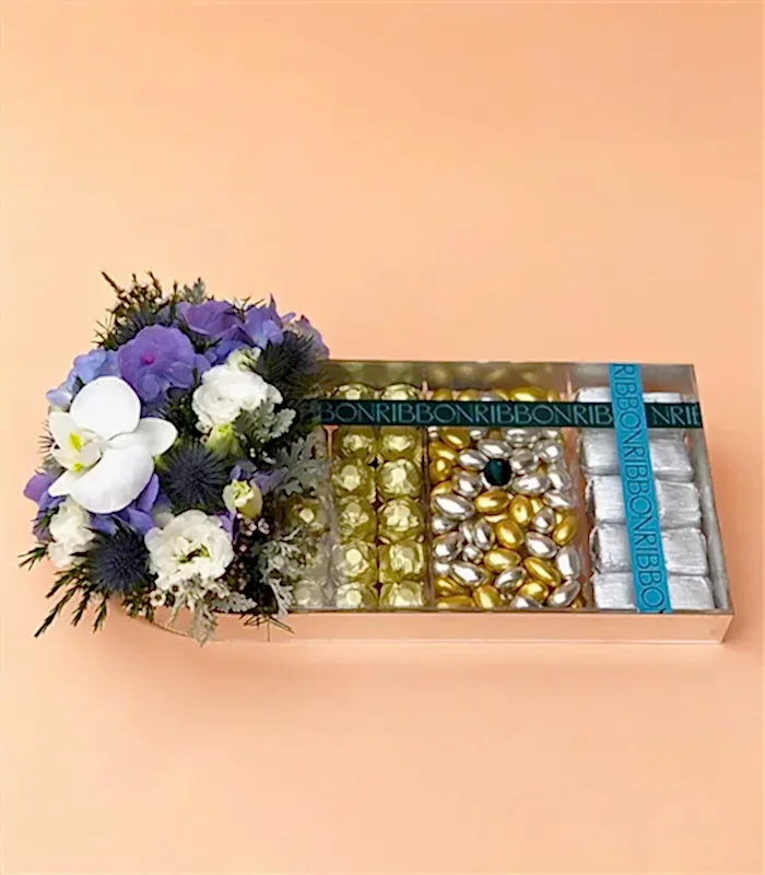 Mavi Gold Grand Deluxe 28Li Badem Draje Çikolata Tepsisi