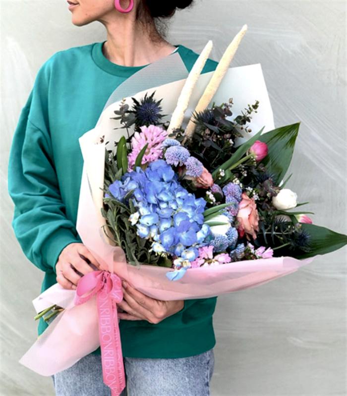 Natalie Soft Bahar Buketi Pembe Mavi Ortanca