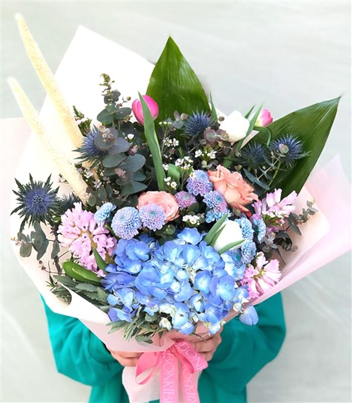 Natalie Soft Bahar Buketi Pembe Mavi Ortanca