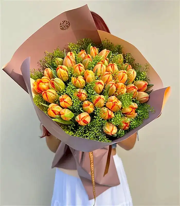 Orange Spirit Grand Deluxe 41 Turuncu Lale Buketi
