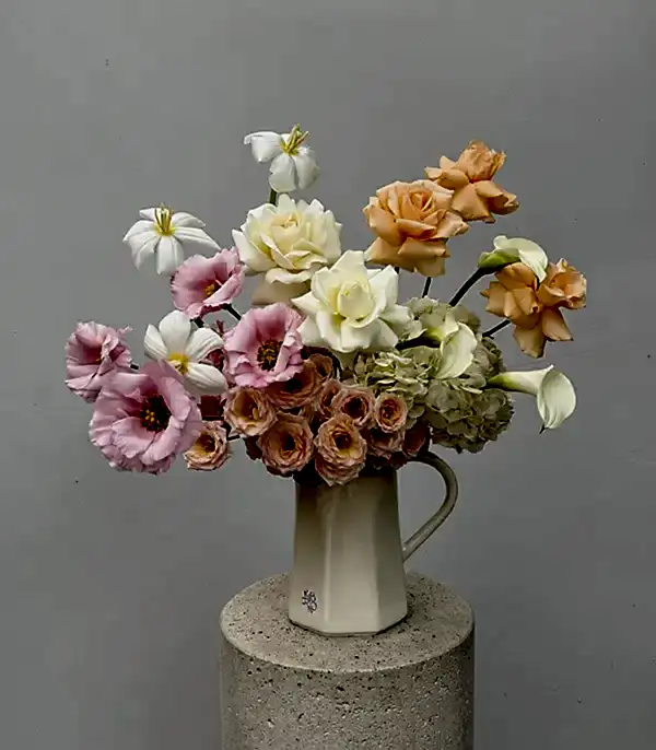 Pastel Poem Seramik Krem Sürahi Vazo Aranjman