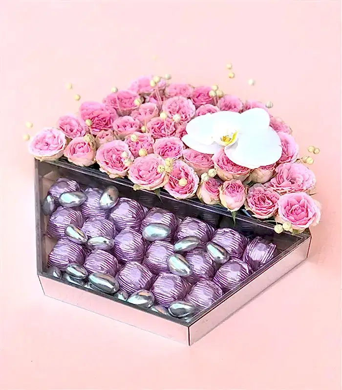 Pembe Deluxe Yıldız Altıgen Ayna Çikolata Tepsisi