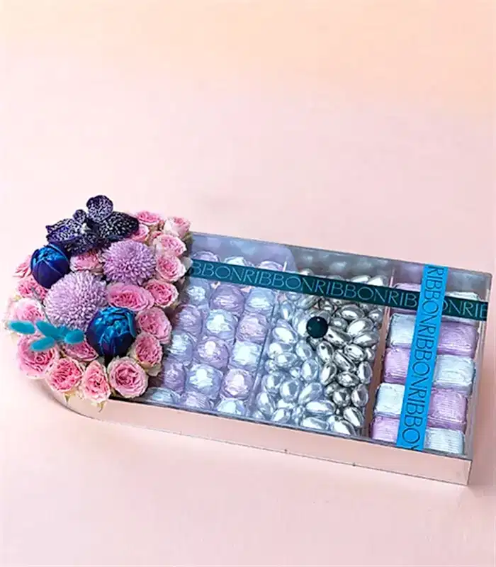 Pembe Silver Grand Deluxe 28Li Badem Draje Çikolata Tepsisi