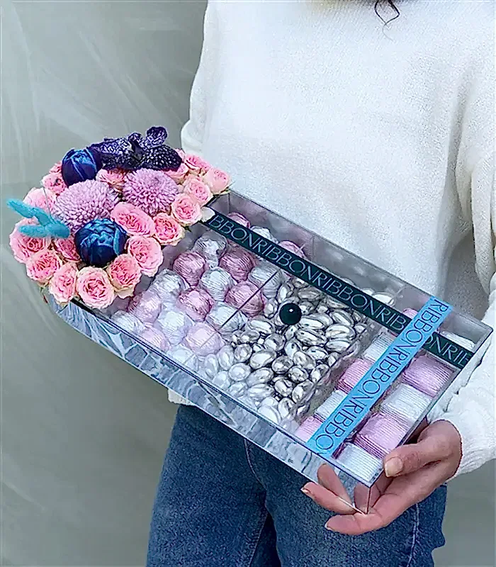 Pembe Silver Grand Deluxe 28Li Badem Draje Çikolata Tepsisi