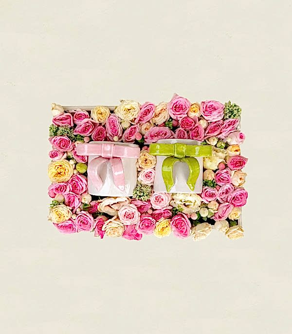 Ribbon Bow Deluxe El İşi Seramik Mug Çiçek Hediye Kutusu