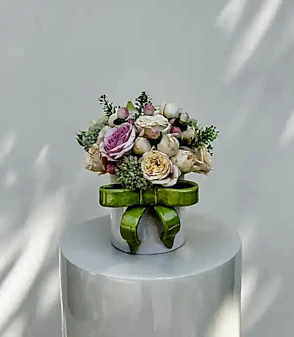 Ribbon Bow Yeşil El İşi Seramik Mug Mini Aranjman