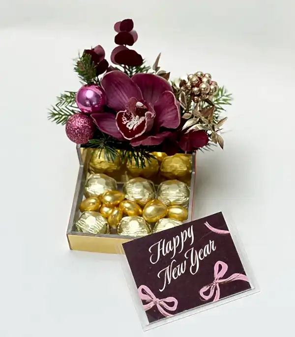 Ribbon Happy New Year Bordo Mini Yılbaşı Çikolatası