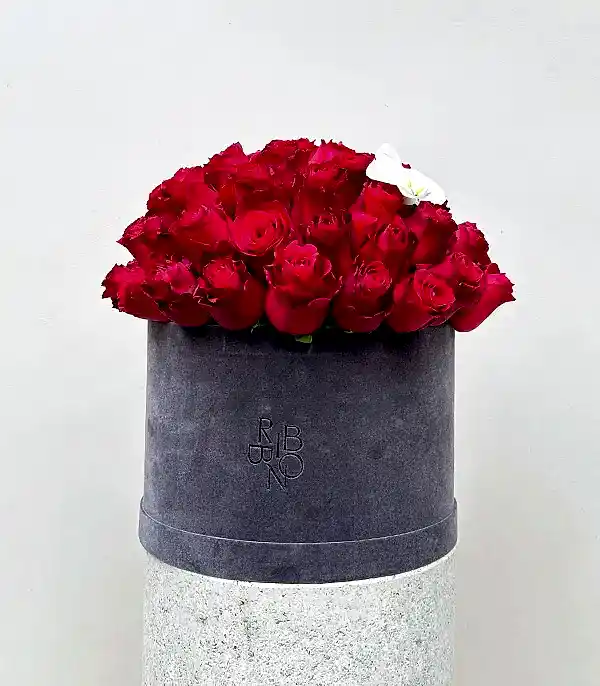 Rosalie Gri Grand Kutuda 51 Kırmızı Güller