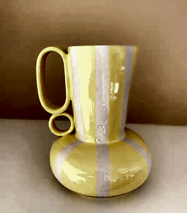 Sarı El İşi Seramik Sürahi Vazo