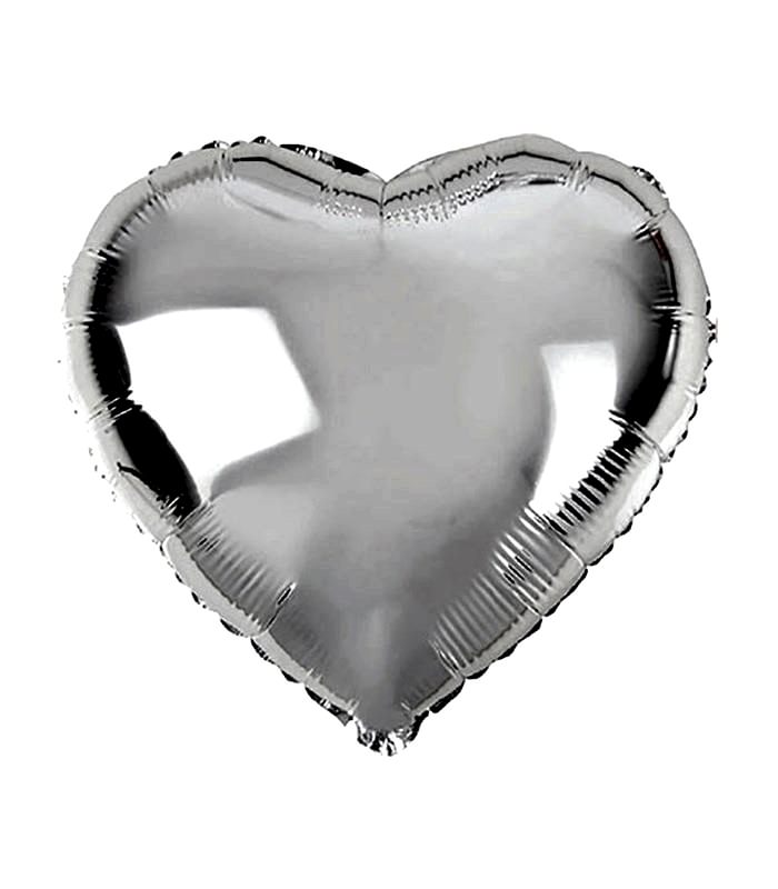 Silver Uçan Kalp Balon 45 cm